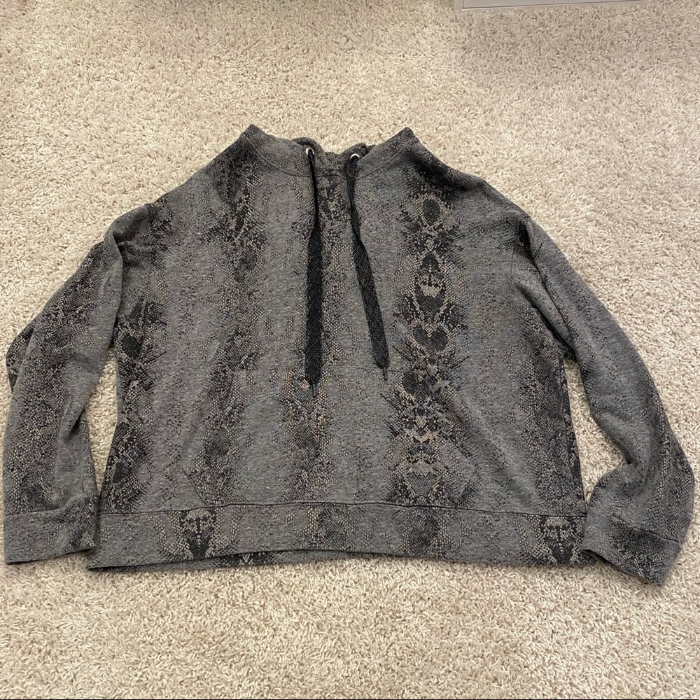 Monrow gray and gold foil snake print hoodie